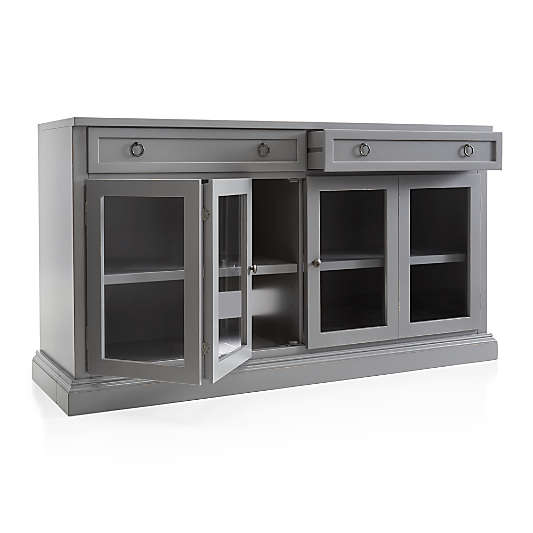 Cameo 62" Grey Modular Storage Media Console with Glass Doors