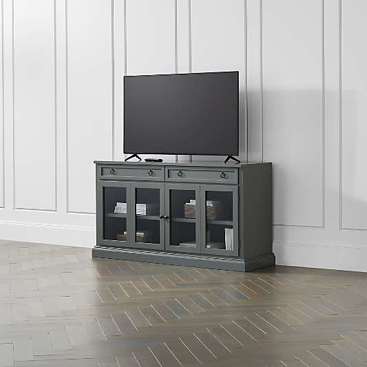 Cameo 62" Grey Modular Storage Media Console with Glass Doors