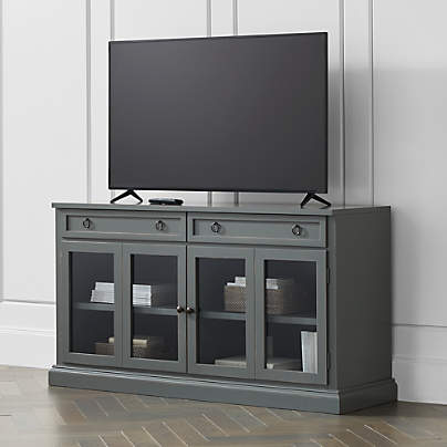 Cameo 62" Grey Modular Storage Media Console with Glass Doors