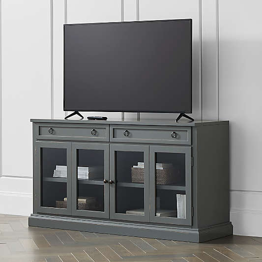 Cameo 62" Grey Modular Storage Media Console with Glass Doors