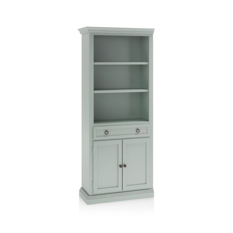 Cameo Blue Grey Storage Bookcase with Left Crown