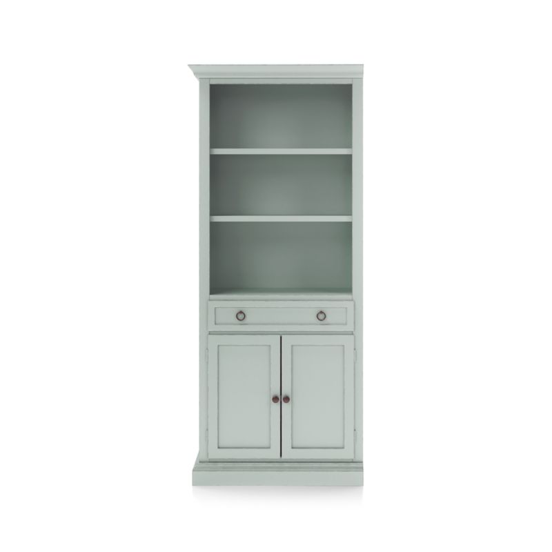 Cameo Blue Grey Storage Bookcase with Left Crown