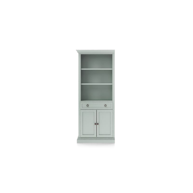 Cameo Blue Grey Storage Bookcase with Left Crown