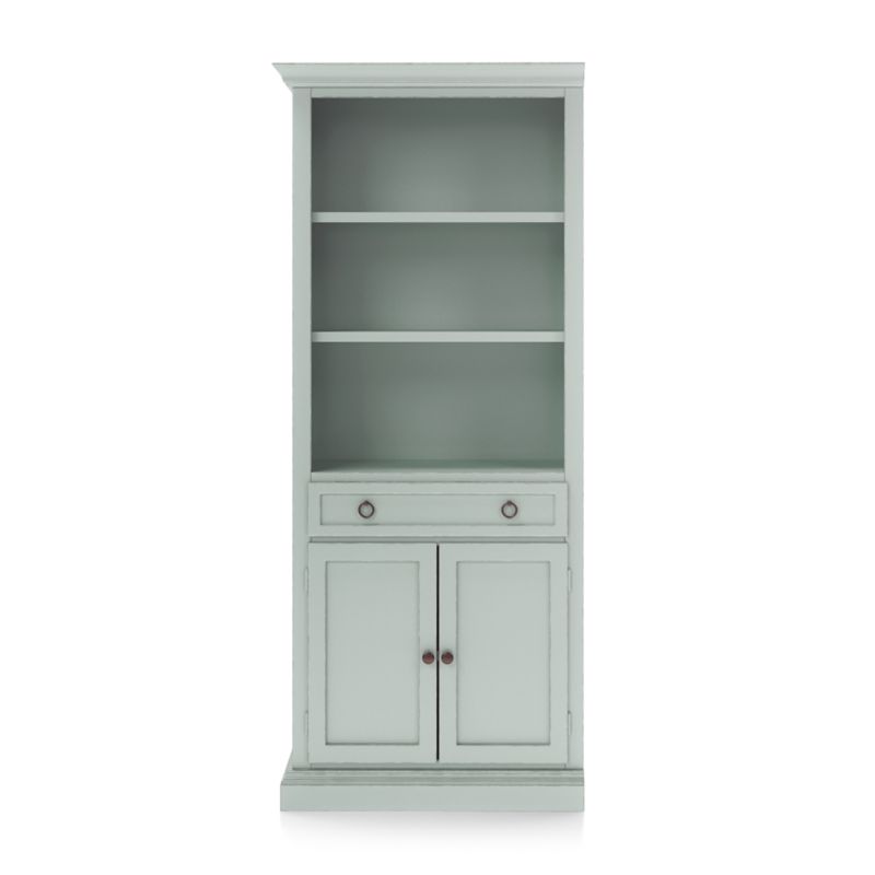 Cameo Blue Grey Storage Bookcase with Left Crown