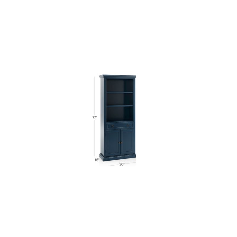 Cameo Indigo Storage Bookcase with Left Crown