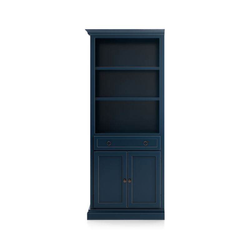 Cameo Indigo Storage Bookcase with Left Crown