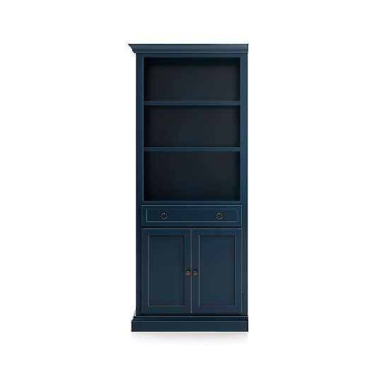 Cameo Indigo Storage Bookcase with Left Crown