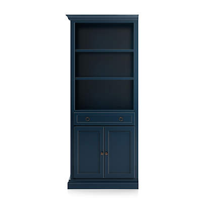 Cameo Indigo Storage Bookcase with Left Crown