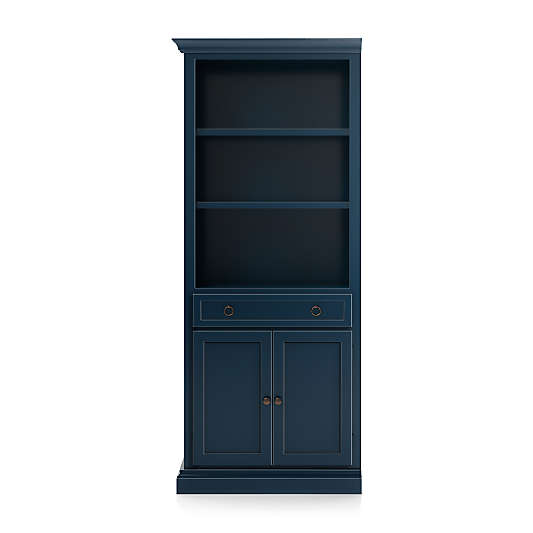 Cameo Indigo Storage Bookcase with Left Crown