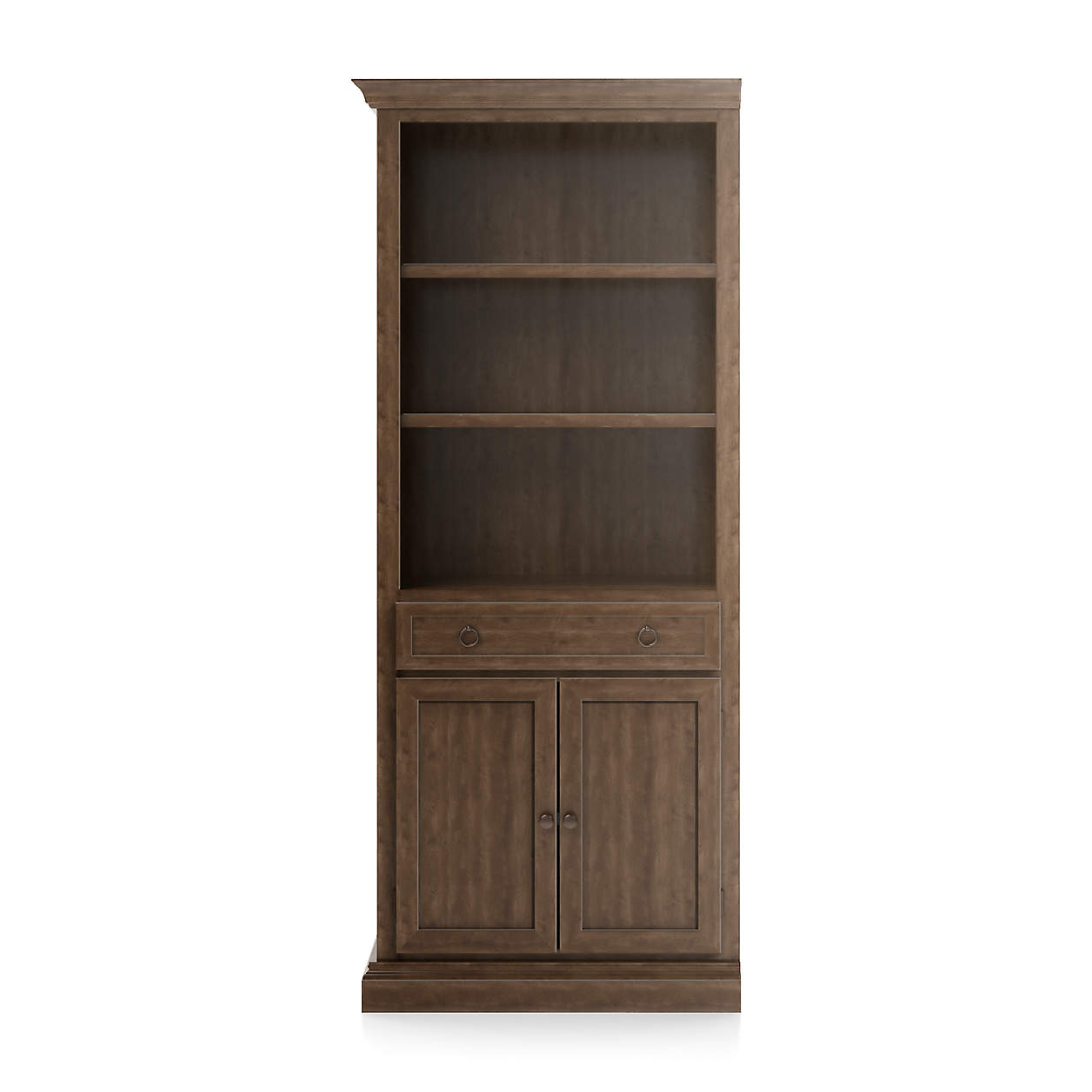 Cameo Nero Noce Storage Bookcase with Left Crown | Crate and Barrel