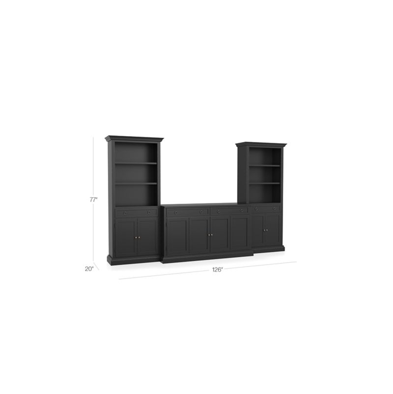 Cameo 3-Piece Modular Bruno Black Media Entertainment Center with Storage Bookcases