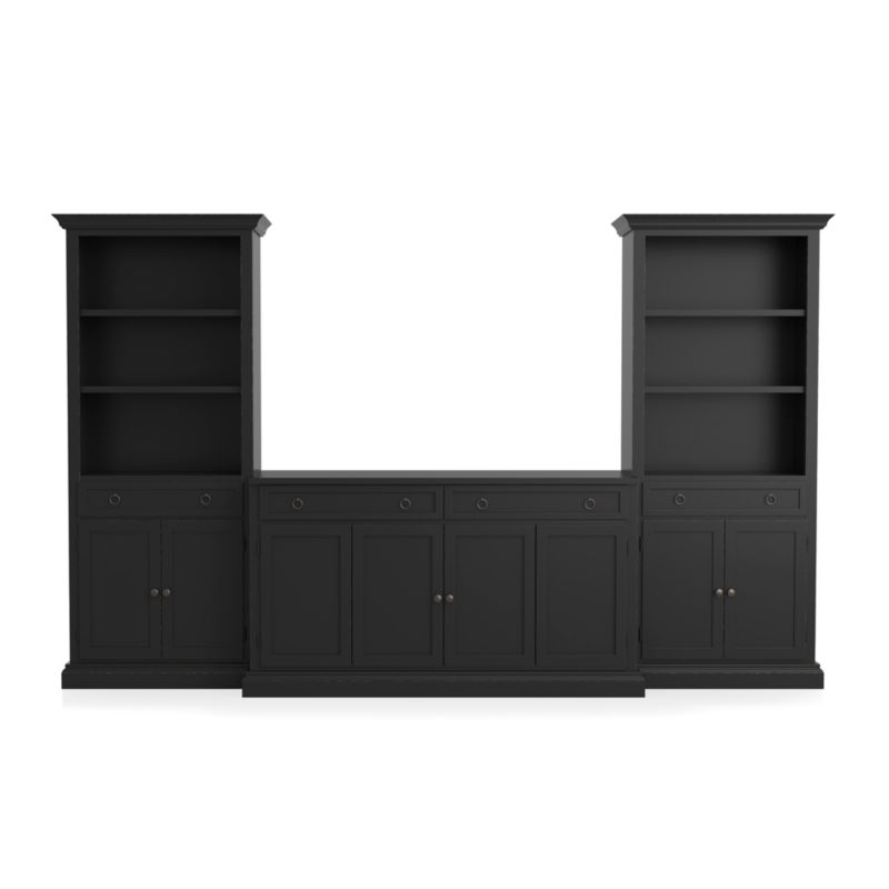 Cameo 3-Piece Modular Bruno Black Media Entertainment Center with Storage Bookcases