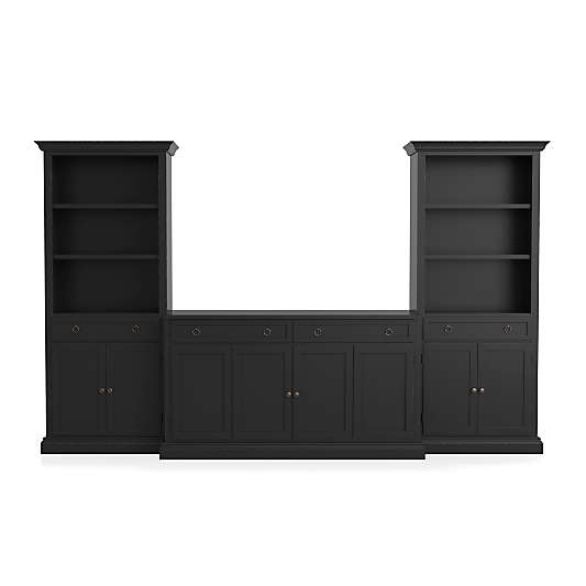 Cameo 3-Piece Modular Bruno Black Media Entertainment Center with Storage Bookcases