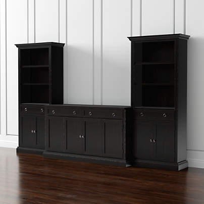 Cameo 3-Piece Modular Bruno Black Media Entertainment Center with Storage Bookcases