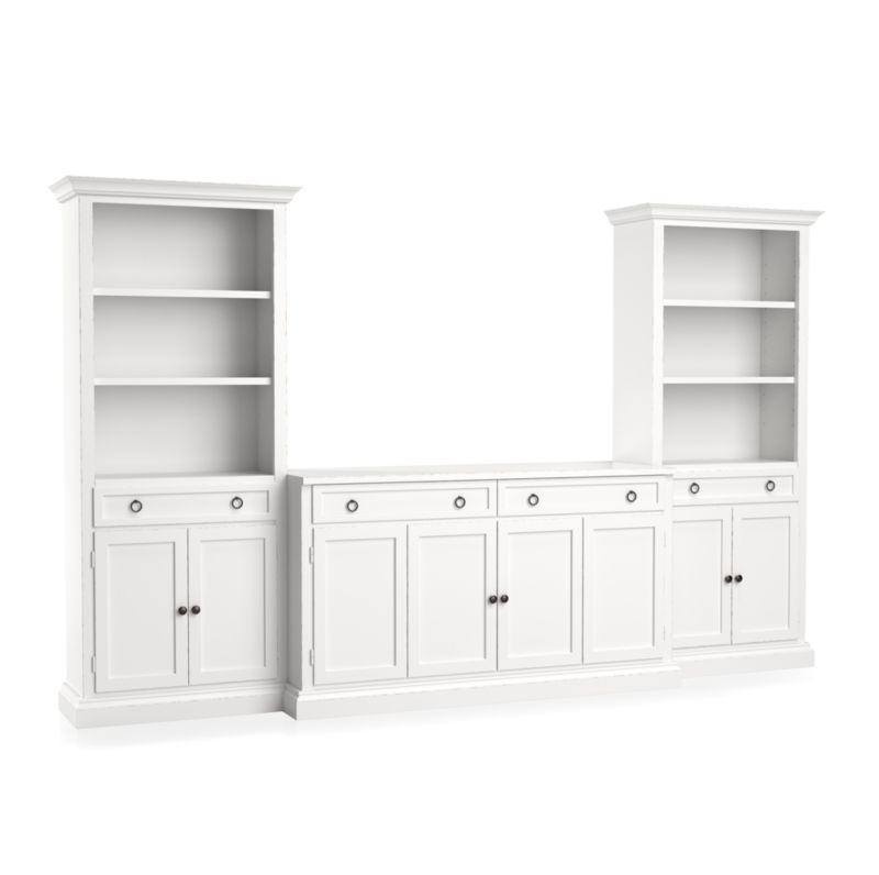 Cameo 3-Piece Modular White Media Entertainment Center with Storage Bookcases - image 4 of 9