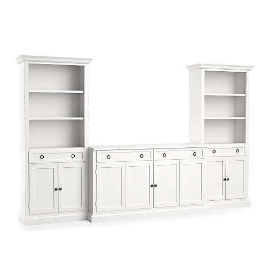 Cameo 3-Piece Modular White Media Entertainment Center with Storage Bookcases