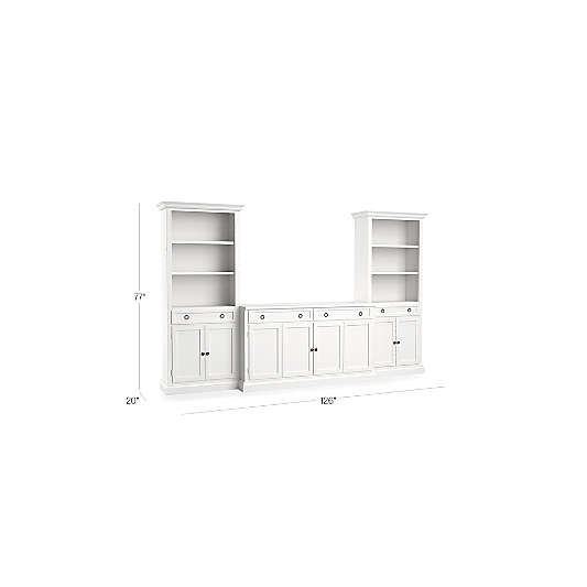 Cameo 3-Piece Modular White Media Entertainment Center with Storage Bookcases