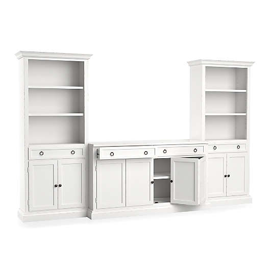 Cameo 3-Piece Modular White Media Entertainment Center with Storage Bookcases