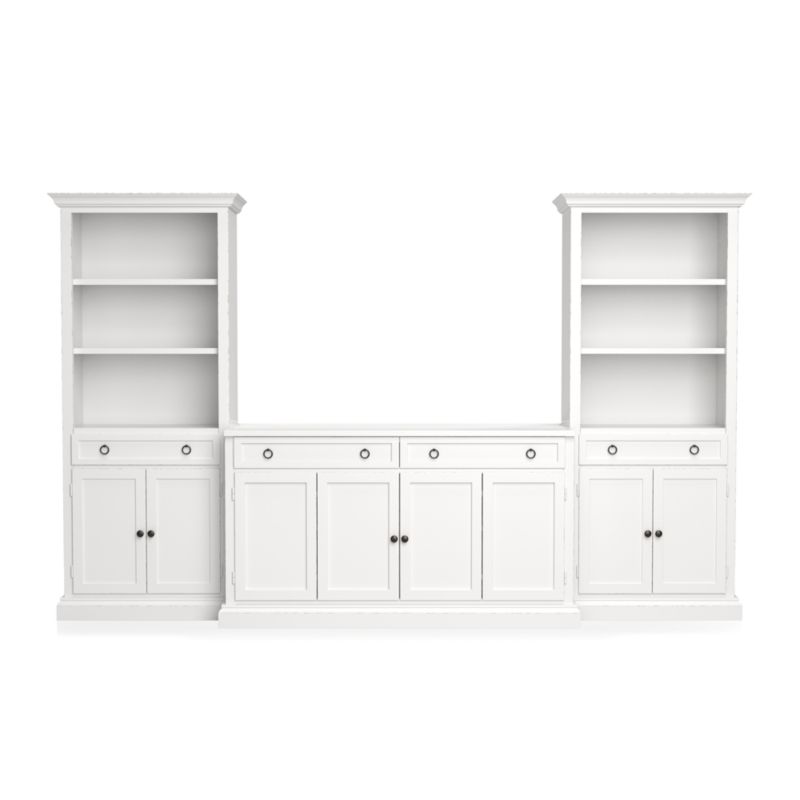 Cameo 3-Piece Modular White Media Entertainment Center with Storage Bookcases - image 3 of 9