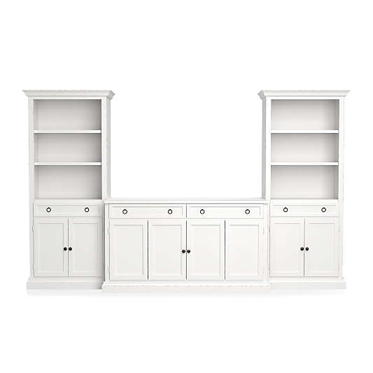 Cameo 3-Piece Modular White Media Entertainment Center with Storage Bookcases