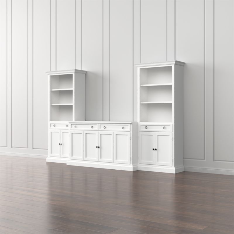 Cameo 3-Piece Modular White Media Entertainment Center with Storage Bookcases - image 2 of 9