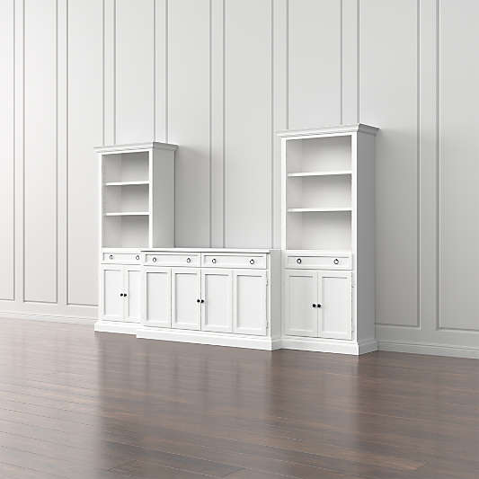 Cameo 3-Piece Modular White Media Entertainment Center with Storage Bookcases