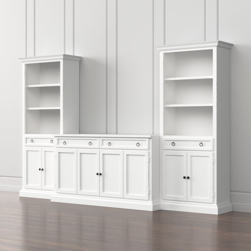 Cameo 3-Piece Modular White Media Entertainment Center with Storage Bookcases