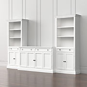 Cameo 3-Piece Modular White Media Entertainment Center with Storage Bookcases