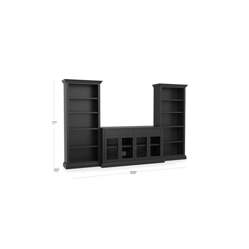 Cameo 3-Piece Modular Bruno Black Glass Door Storage Media Entertainment Center