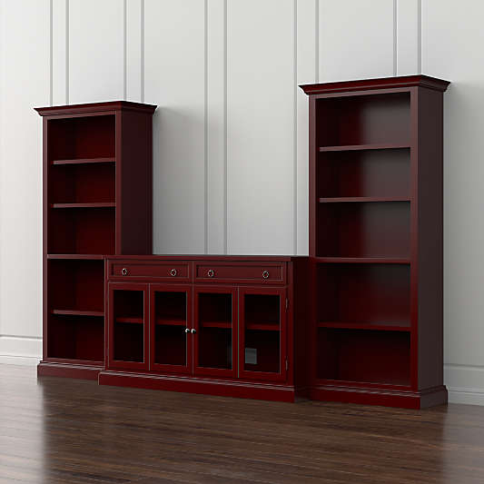 Cameo 3-Piece Modular Red Glass Door Storage Media Entertainment Center