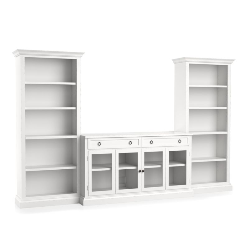 Cameo 3-Piece Modular White Glass Door Storage Media Entertainment Center