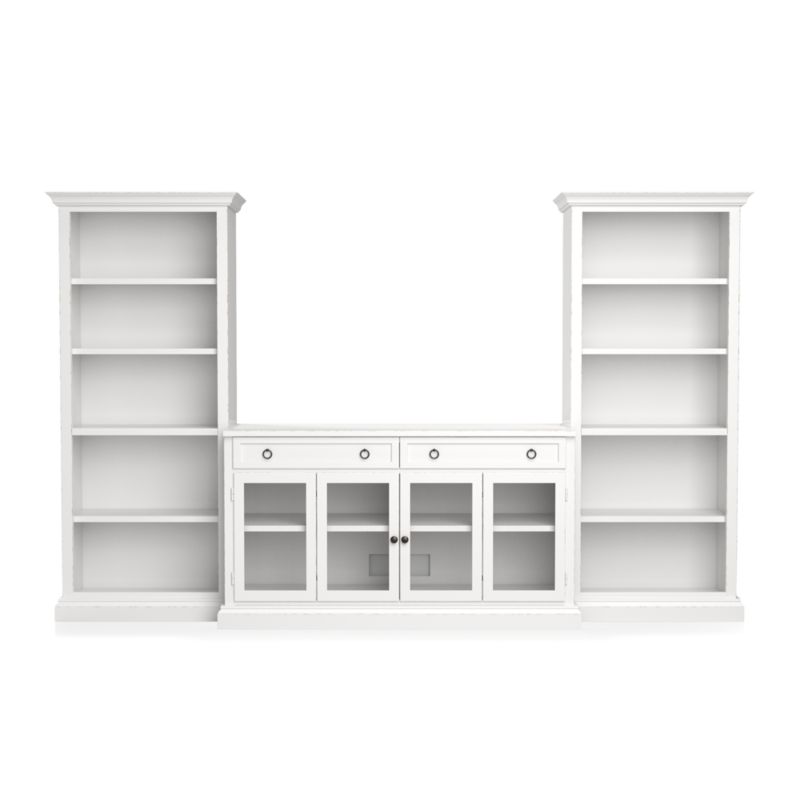 Cameo 3-Piece Modular White Glass Door Storage Media Entertainment Center