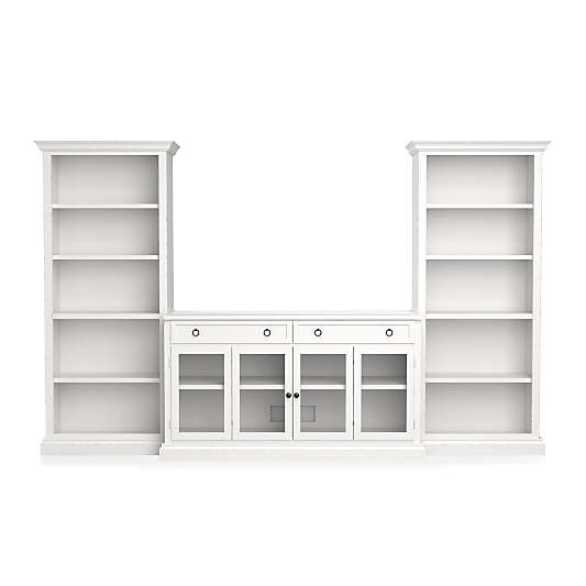 Cameo 3-Piece Modular White Glass Door Storage Media Entertainment Center