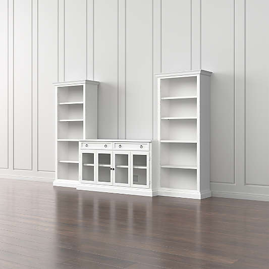 Cameo 3-Piece Modular White Glass Door Storage Media Entertainment Center