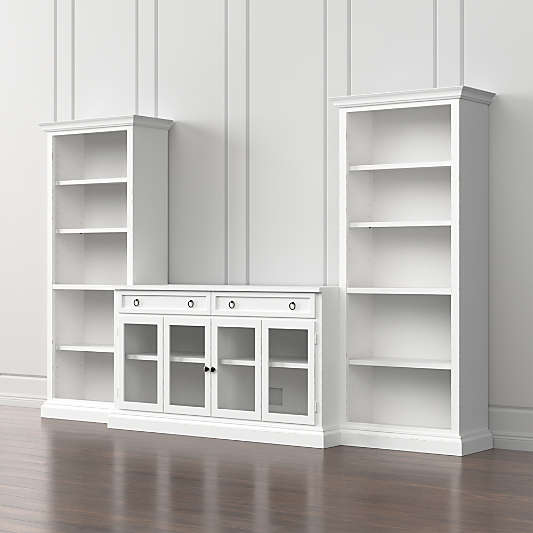 Cameo 3-Piece Modular White Glass Door Storage Media Entertainment Center