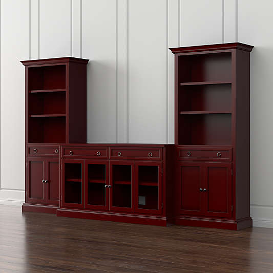 Cameo 3-Piece Modular Red Glass Door Storage Media Entertainment Center