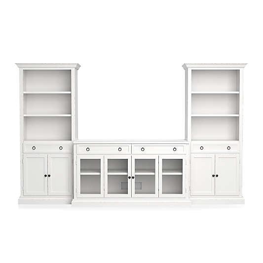 Cameo 3-Piece Modular White Glass Door Storage Media Entertainment Center