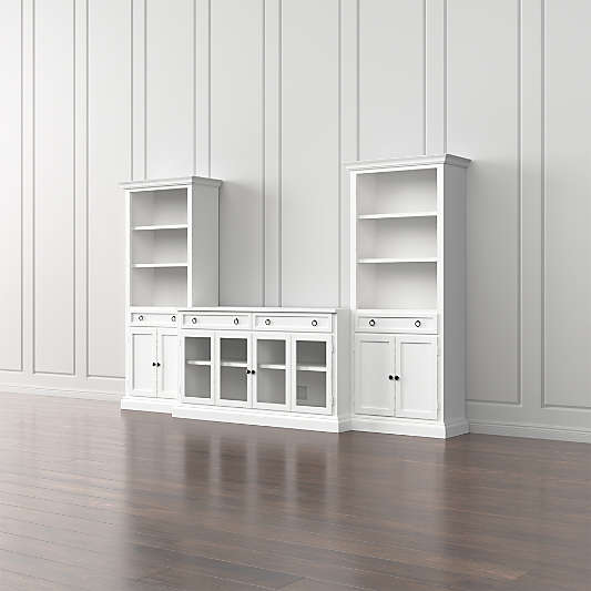 Cameo 3-Piece Modular White Glass Door Storage Media Entertainment Center