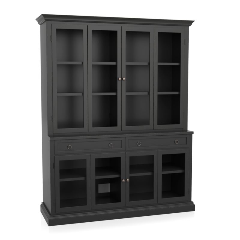 Cameo -Piece Modular Bruno Black Glass Door Wall Unit