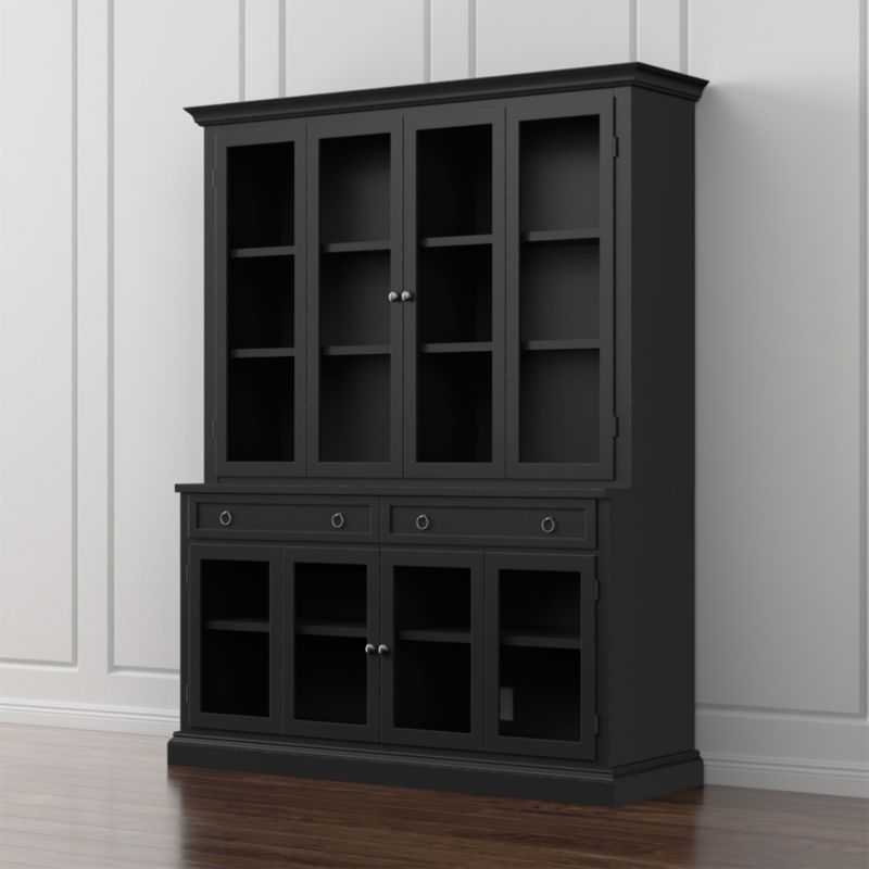 Cameo -Piece Modular Bruno Black Glass Door Wall Unit