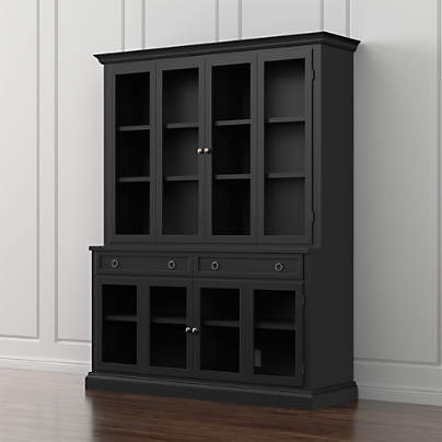 Cameo 2-Piece Modular Bruno Black Glass Door Wall Unit