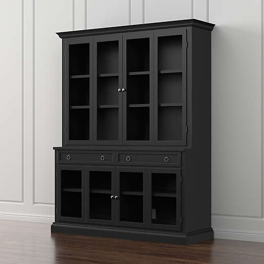 Cameo 2-Piece Modular Bruno Black Glass Door Wall Unit