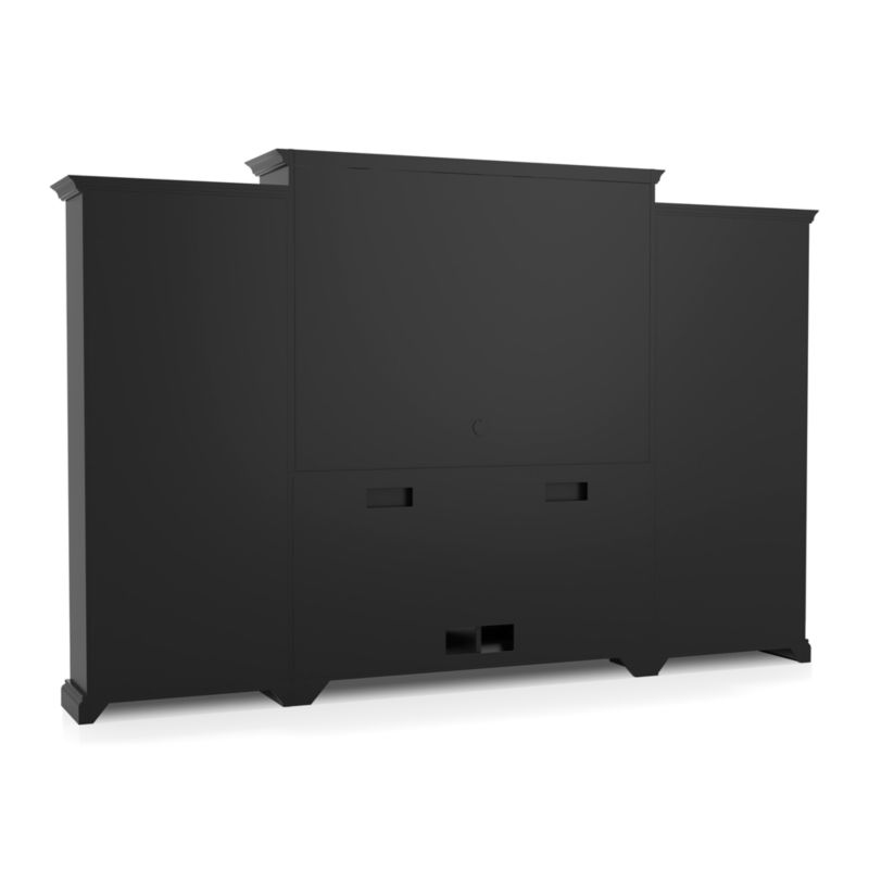 Cameo 4-Piece Modular Bruno Black Glass Door Wall Unit with Open Bookcases