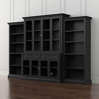 Cameo 4 Piece Bruno Black Glass Door, What Is A Bookcase With Glass Doors Called