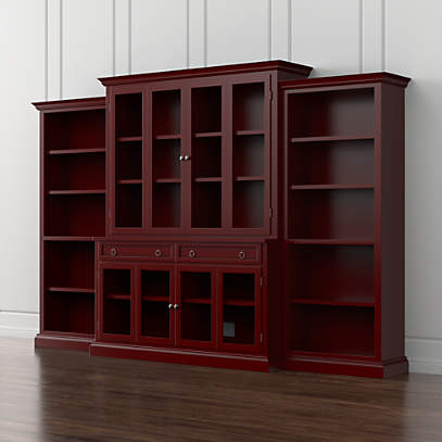 Cameo 4 Piece Modular Red Glass Door, Modular Furniture Bookcases