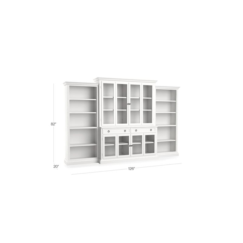 View Cameo 4-Piece Modular White Glass Door Wall Unit with Open Bookcases - image 2 of 8