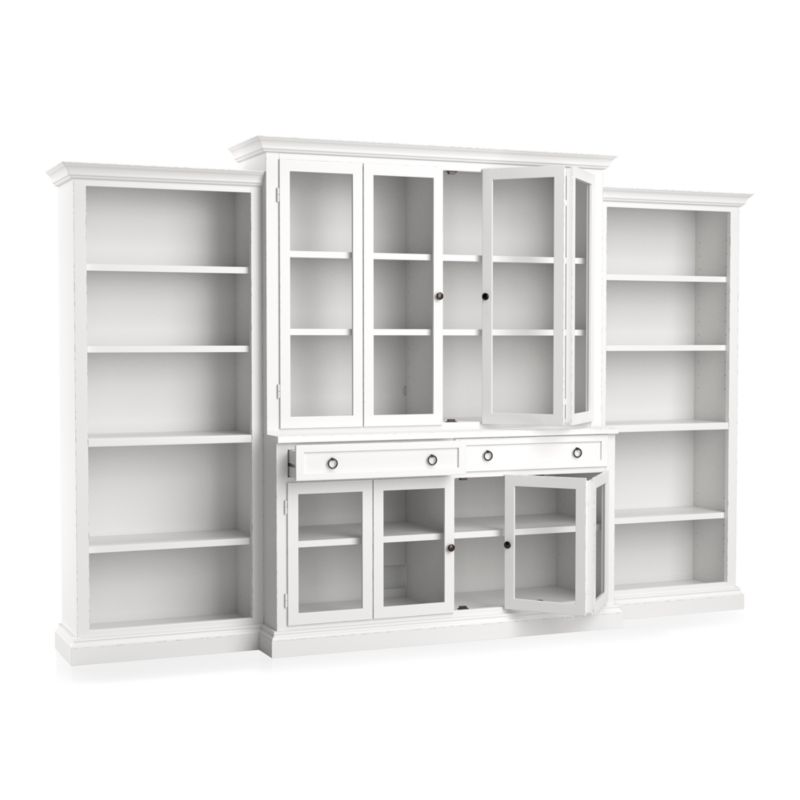 Cameo 4-Piece Modular White Glass Door Wall Unit with Open Bookcases - image 5 of 8