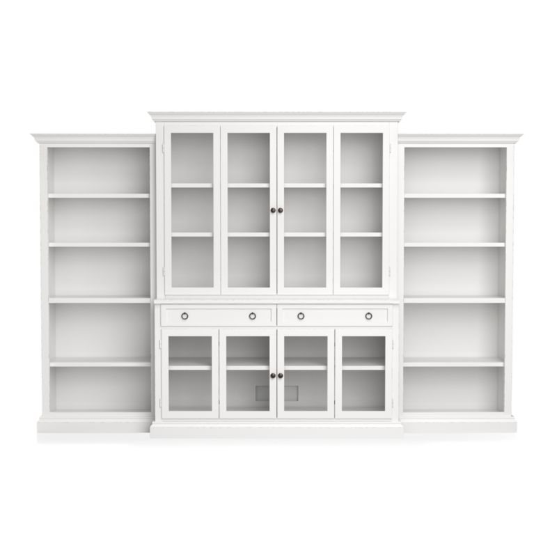 Cameo 4-Piece Modular White Glass Door Wall Unit with Open Bookcases - image 3 of 8