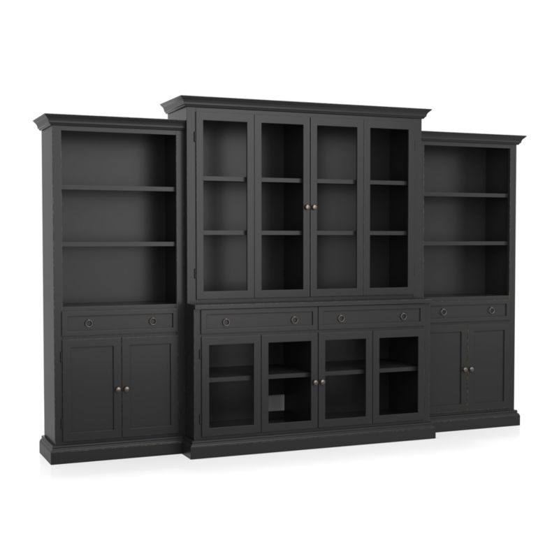 Cameo 4-Piece Modular Bruno Black Glass Door Wall Unit - image 3 of 7