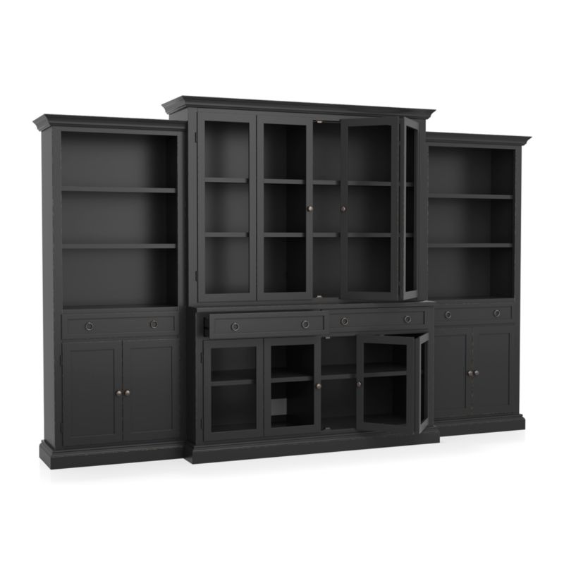 Cameo 4-Piece Modular Bruno Black Glass Door Wall Unit - image 4 of 7